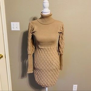 Beige Turtleneck Sweater Dress Size Small